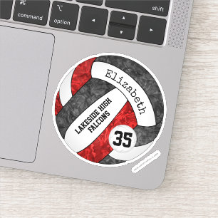 black red girls volleyball w school mascot name sticker