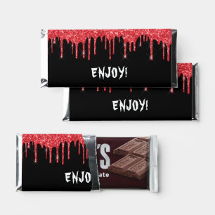 Black red glitter drips Treats Halloween Hershey Bar Favors