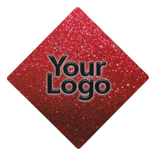 Black Red Glitter Girl Boss Business Owner Logo Graduation Cap Topper