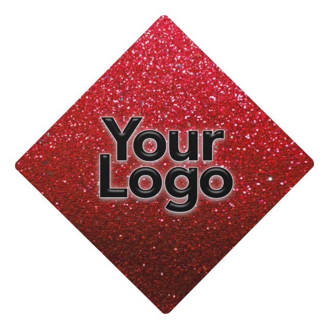 Black Red Glitter Girl Boss Business Owner Logo Graduation Cap Topper (Front)