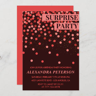 Black Red Glitter Surprise birthday 79th birthday Invitation