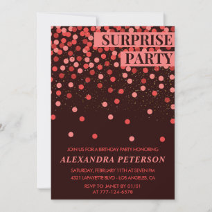 Black Red Glitter Surprise birthday 98th birthday Invitation