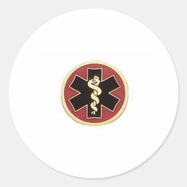     black-red-gold classic round sticker (Front)