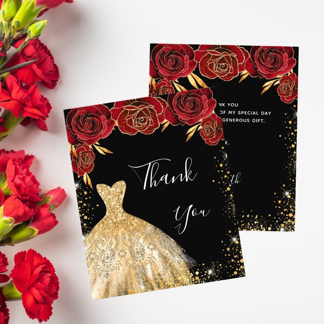 Black red gold dress budget birthday thank you flyer (Creator Uploaded)