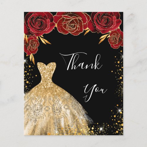 Black red gold dress floral birthday thank you