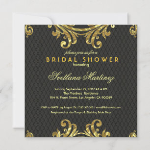 Black Red & Gold Elegant Bridal Shower Invite 2