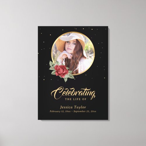 Black Red Gold Floral Funeral Welcome Sign