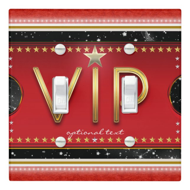 Black Red Gold Glam Stars VIP Hollywood Club Room Light Switch Cover (In Situ)