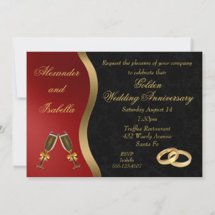 Black Red & Gold - Golden Anniversary Invite