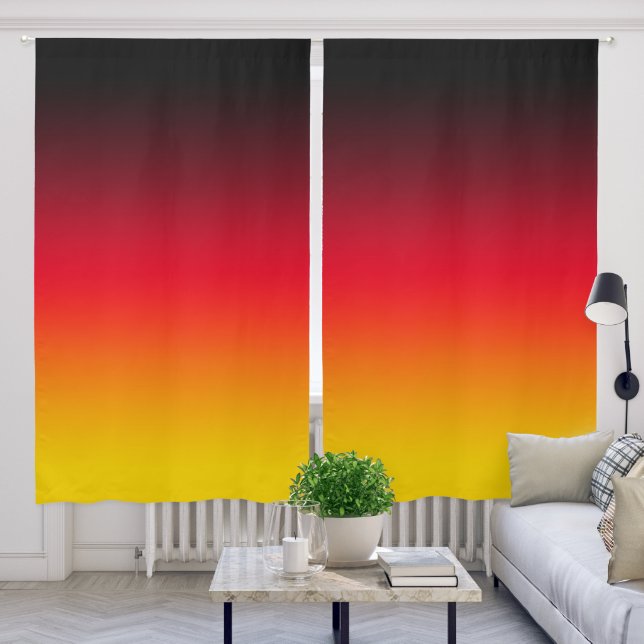 Black Red Gold Gradient Blackout Curtains (Living Room)