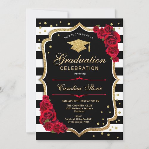 Black Red Gold Graduation Party