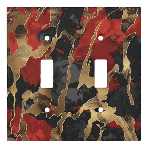 Black Red Gold Grey Abstract Light Switch Cover