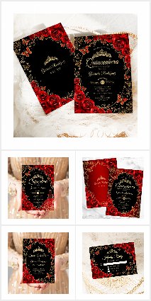 Black Red Gold Quinceanera