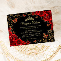 Black Red Gold Quinceanera Reception Details