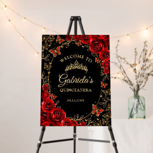 Black Red Gold Quinceanera Welcome Foam Board
