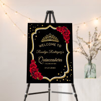 Black Red Gold Quinceanera Welcome