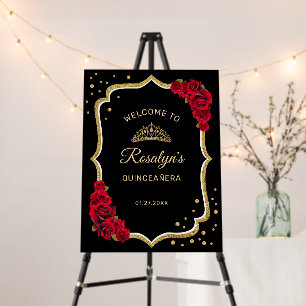 Black Red Gold Quinceanera Welcome Foam Board