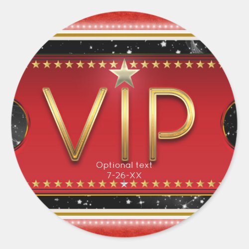 Black Red Gold  Silver Glam Custom VIP Favor Classic Round Sticker