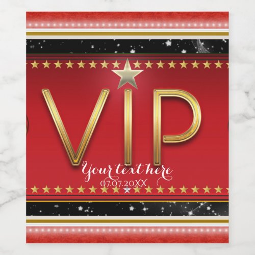 Black Red Gold  Silver Glam VIP Party Wine Labels