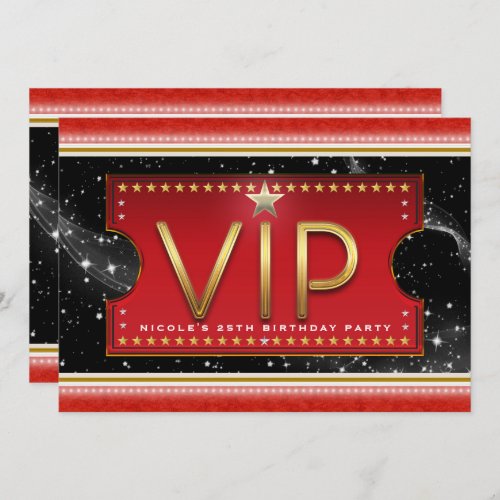 Black Red Gold  Silver Glam VIP Ticket Invitation