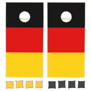 Black Red Gold Stripes Cornhole Set
