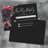 Black Red Gothic Wedding RSVP Card