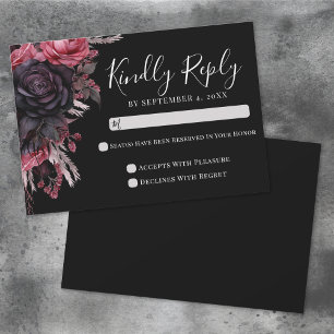 Black Red Gothic Wedding RSVP Card