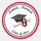 Black Red Graduation Cap and Tassel Classic Round Sticker