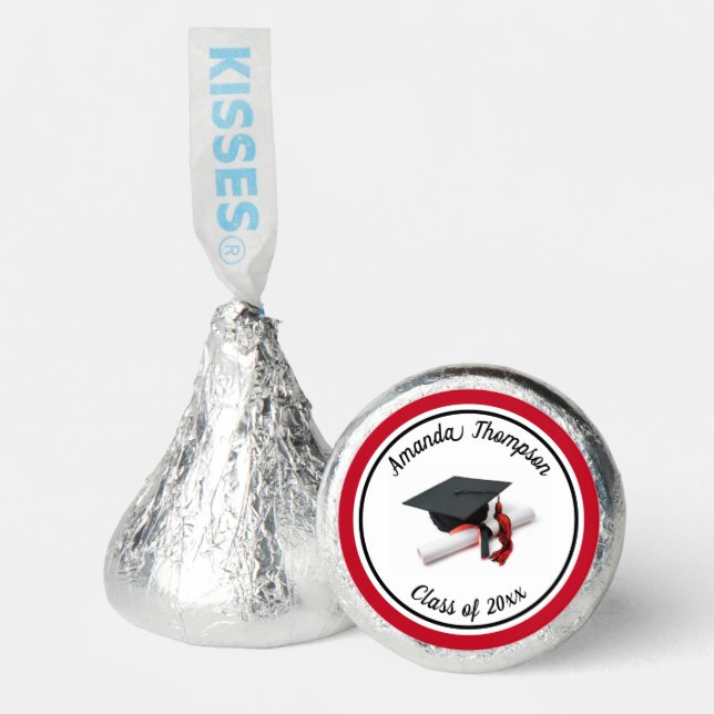 Black Red Graduation Cap and Tassel Hershey®'s Kisses® (Front)