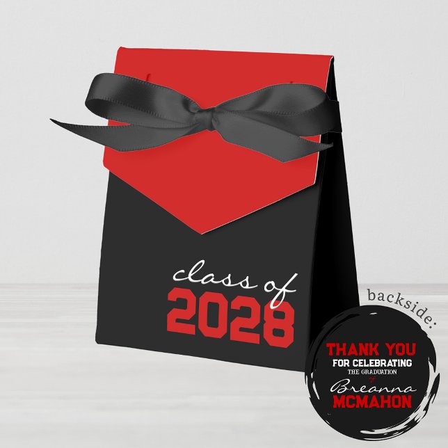 Black & Red Graduation Favor Boxes (Black & Red Graduation Favor Boxes. With Personalization on Back)