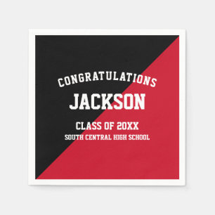 Black Red Graduation Party Napkins