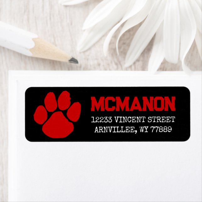 Black & Red Graduation Return Address Labels (Insitu)