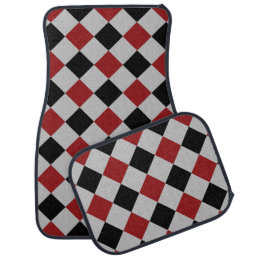 Black, Red &amp; Gray Checkered Car Floor Mat
