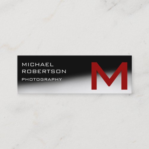 Black Red Gray Monogram Photographer Business Card