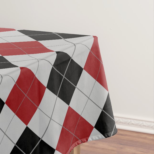 Black Red & Gray Plaid Checked - Tablecloth (In Situ)