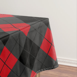 Black, Red & Gray Plaid Checked - Tablecloth