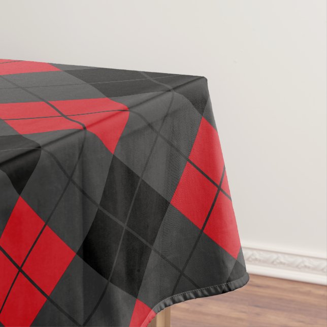 Black, Red & Gray Plaid Checked - Tablecloth (In Situ)