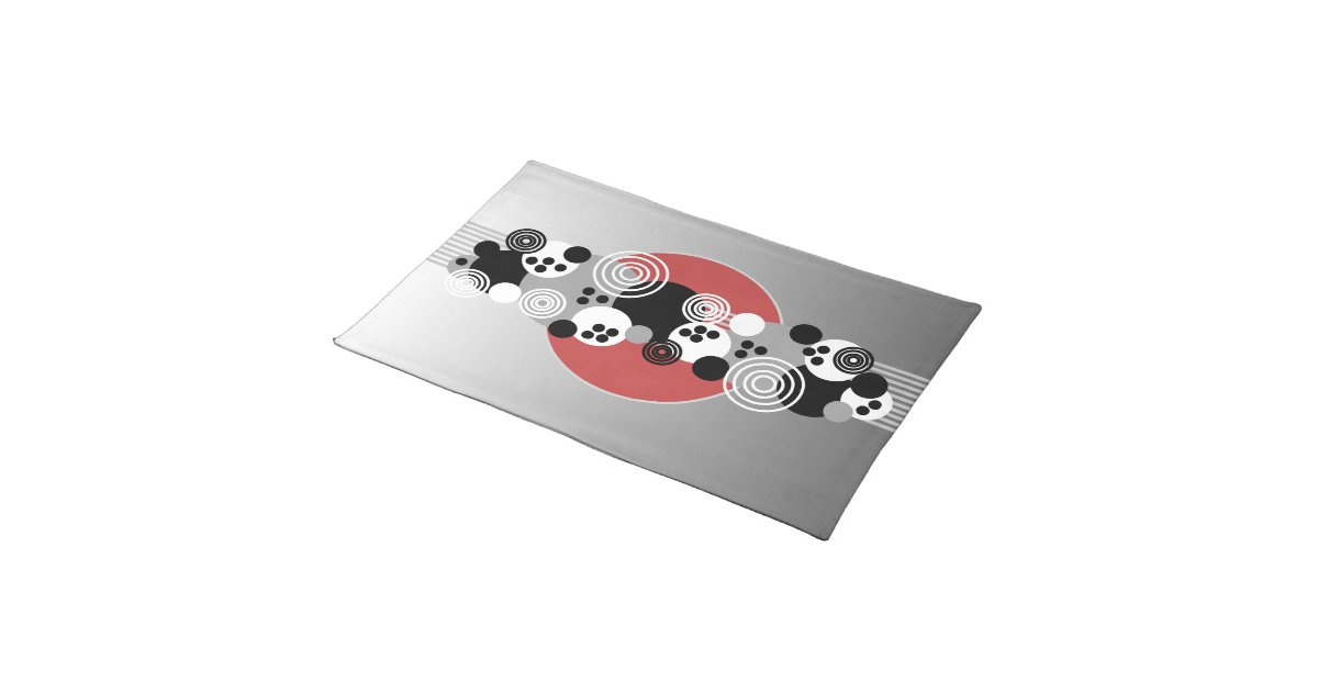 Black Red Gray White Abstract Circles Cloth Placemat Zazzle