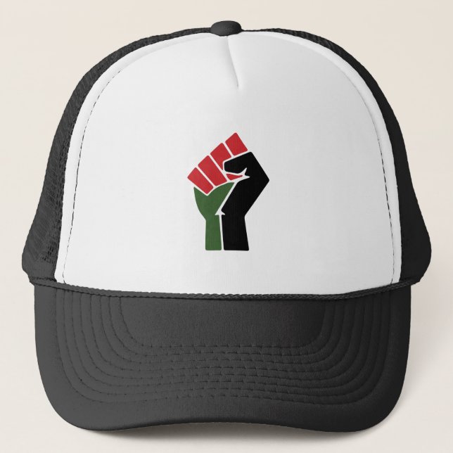 Black Red Green Fist Trucker Hat (Front)