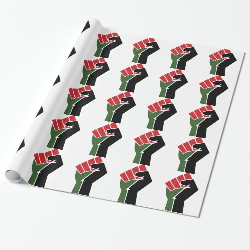 Black Red Green Fist Wrapping Paper