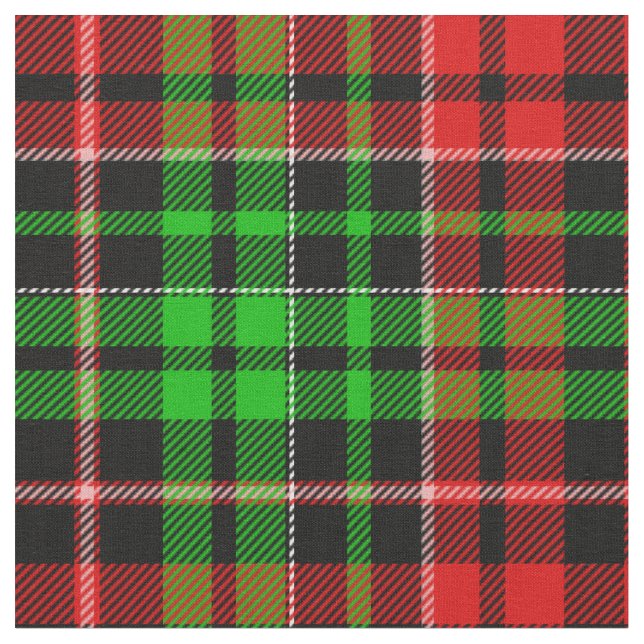 Black Red Green Plaid Tartan Design  Fabric (Close Up)