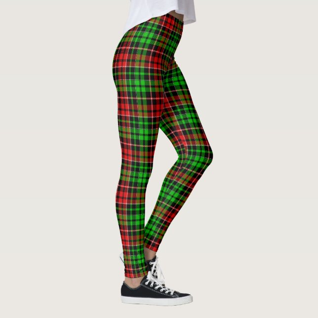 Black Red Green Plaid Tartan Design  Leggings (Right)