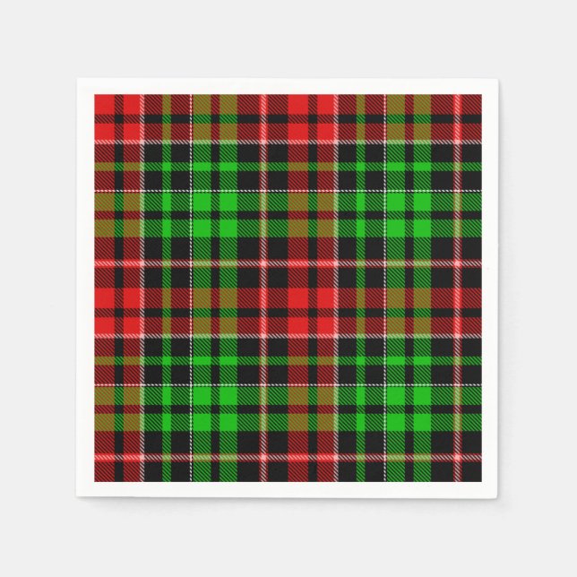 Black Red Green Plaid Tartan Design  Napkins (Front)