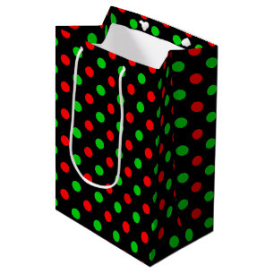 Black Red Green Polka Dots Design Medium Gift Bag