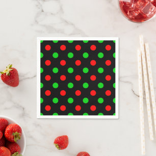Black Red Green Polka Dots Design Napkins