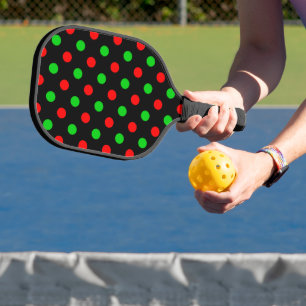 Black Red Green Polka Dots Design Pickleball Paddle