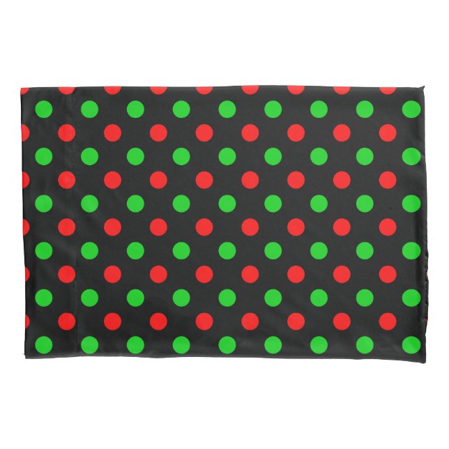 Black Red Green Polka Dots Design  Pillow Case (Front)