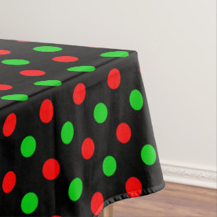 Black Red Green Polka Dots Design Tablecloth