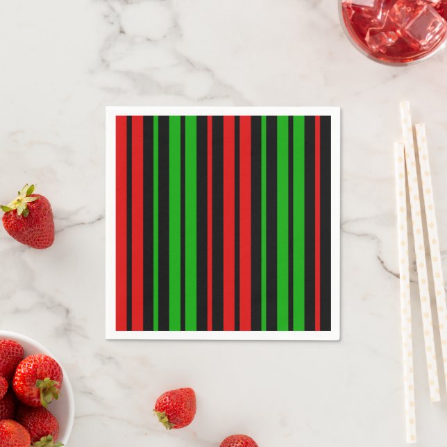 Black Red Green Stripes Pattern   Napkins (Insitu)