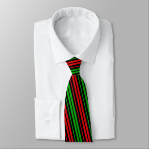 Black Red Green Stripes Pattern   Neck Tie